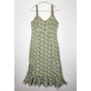 Lulus Women's Timeless Touch Midi Dress  Floral Green Boho Dainty Size S
